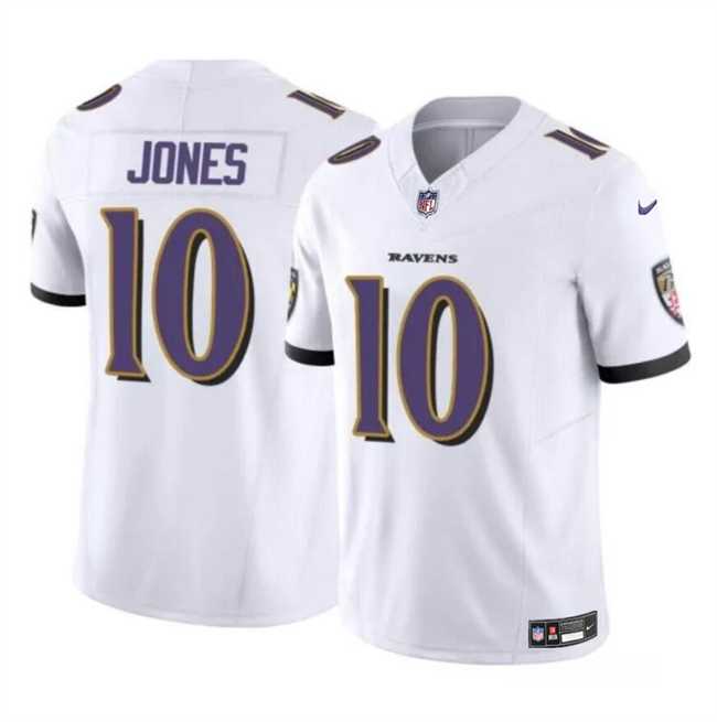 Men & Women & Youth Baltimore Ravens #10 Emory Jones White 2023 F.U.S.E Vapor Limited Jersey